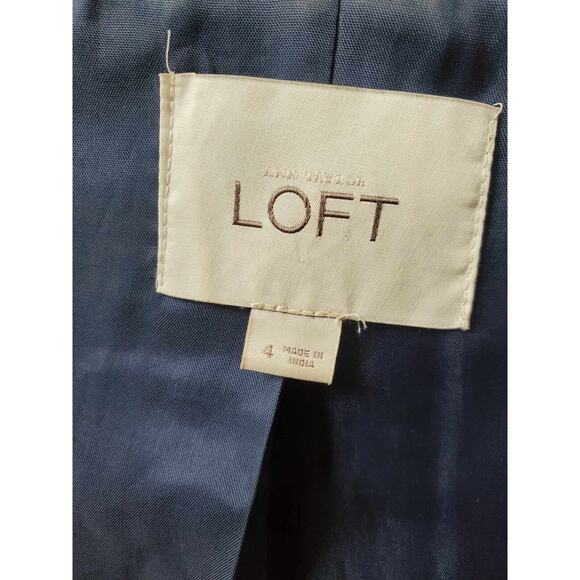 Ann Taylor Loft Women's Blue Cotton Long Sleeve Casual Crome Studded Blazer 4 - Picture 9 of 12